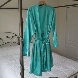Teal satin robe